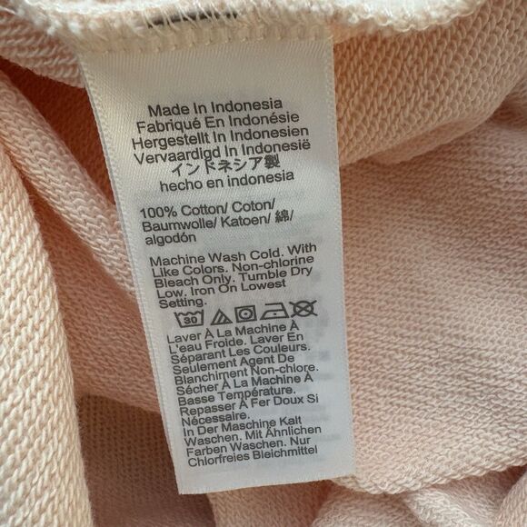 J.Crew Original Cotton Terry Puff-sleeve Light Pink Sweatshirt Dress Sz L New - Picture 7 of 7